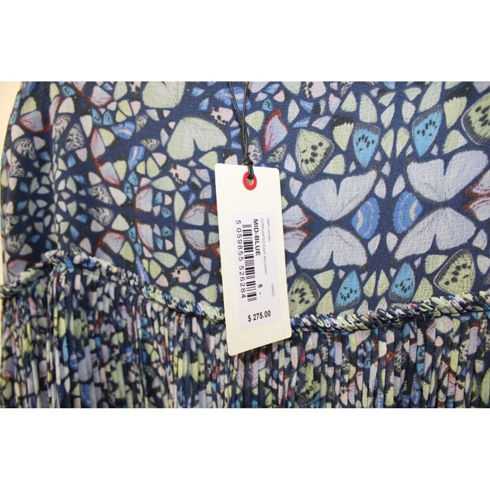 Ted Baker Lailaah Corrugated Pleat Midi Skirt Blue Size 5 US‎ 12  $275